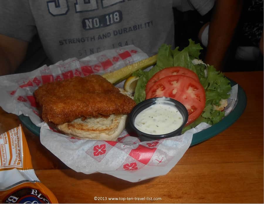 Fish sandwich at The Lobster Bar in Newport, RI
