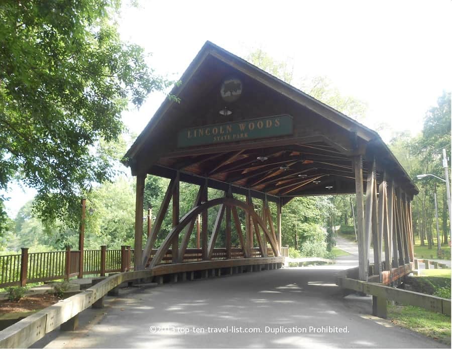 Lincoln Woods covered bridge in Rhode Island