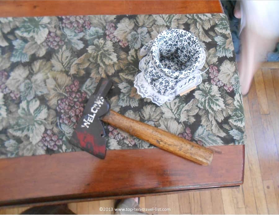 Hatchet at the Lizzie Borden house in Fall River, MA