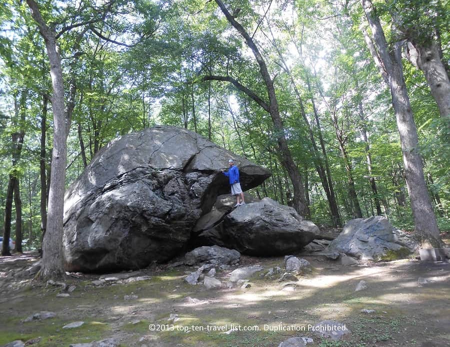 Mike on a boulder at Lincoln Woods State Park