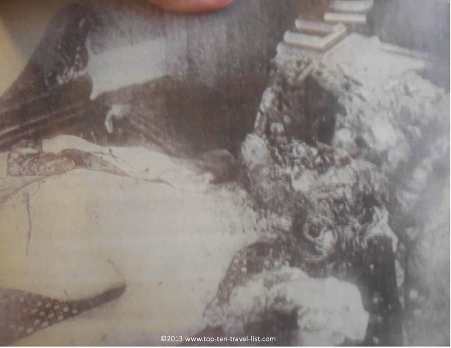 Picture of Mr. Borden's head after his 10 or 11 whacks - Lizzie Borden house - Fall River, MA
