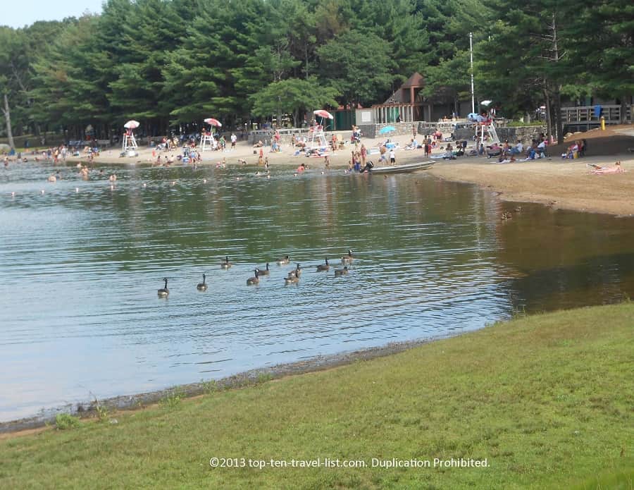Beach at Lincoln Woods State Park in Lincoln