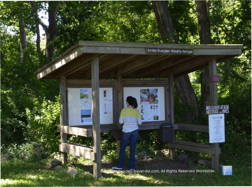 Trail sign at Emilie Ruecker Wildlife Refuge