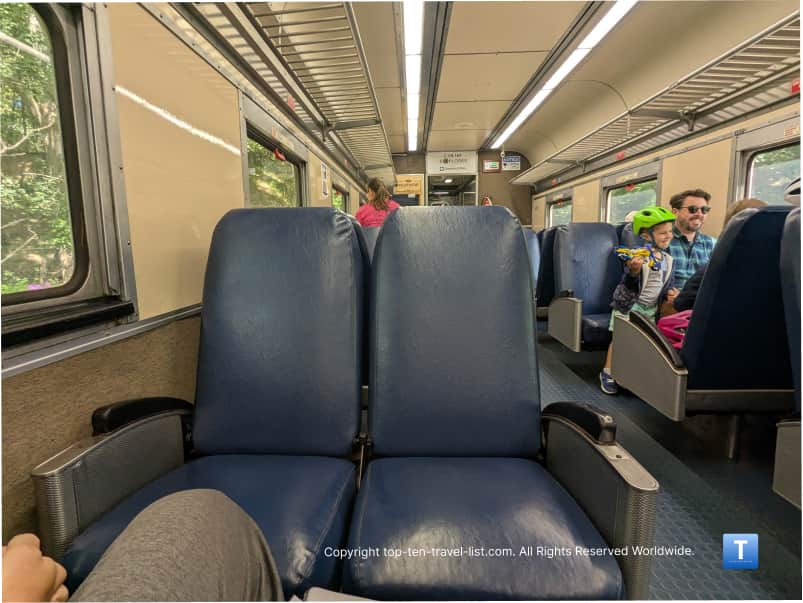 Train seats on the Cuyahoga Valley Railroad