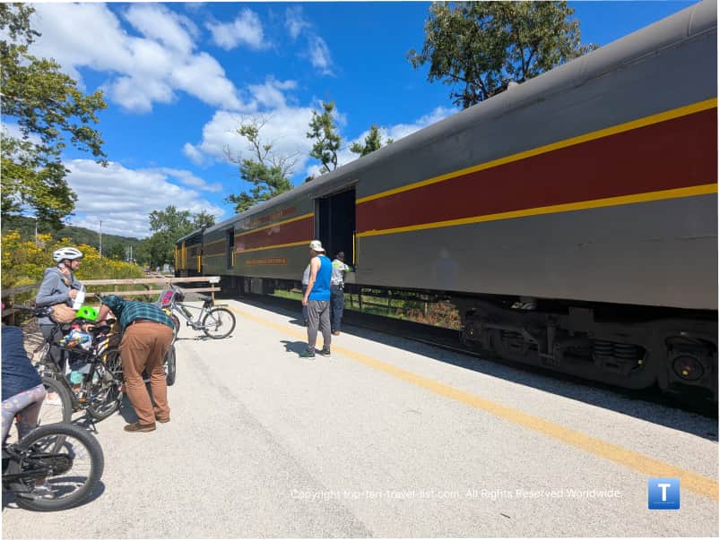 Unloading bikes from the Cuyahoga Valley Scenic Railroad