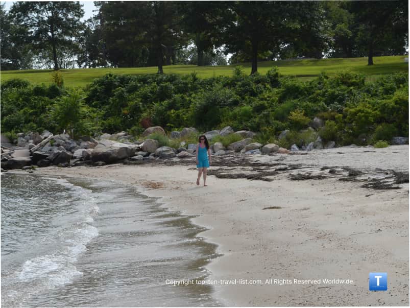Walking on Rocky Neck Beach in Connecticut 