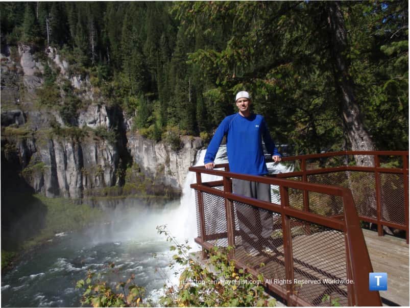 Wooden walkway to Mesa Falls