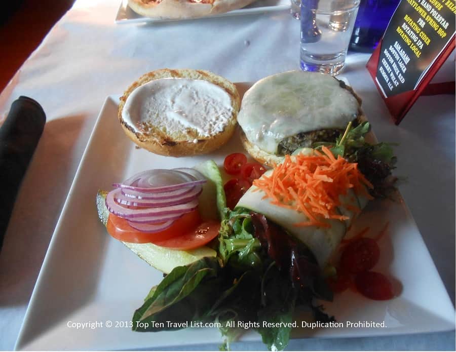 Black bean burger at Bella Luna in Jamaica Plain