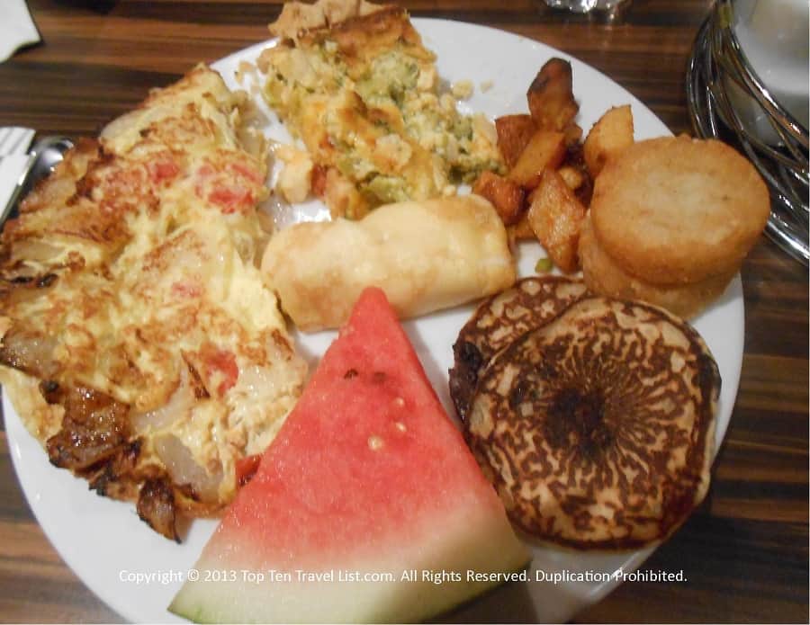 Breakfast plate at Seasons Buffet at Mohegan Sun