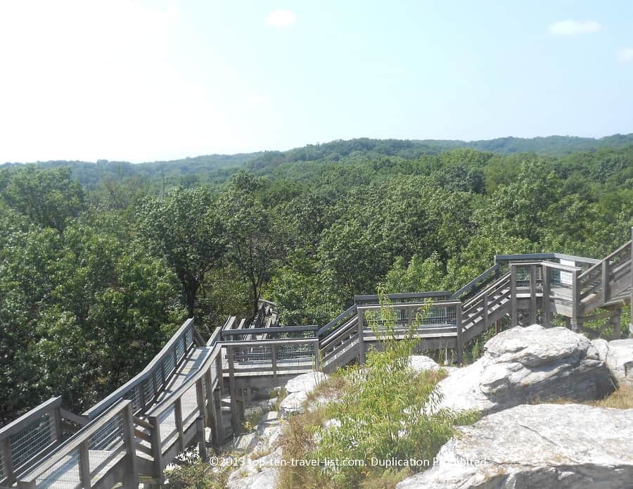 A view of the staircase at Castle Rock State Park