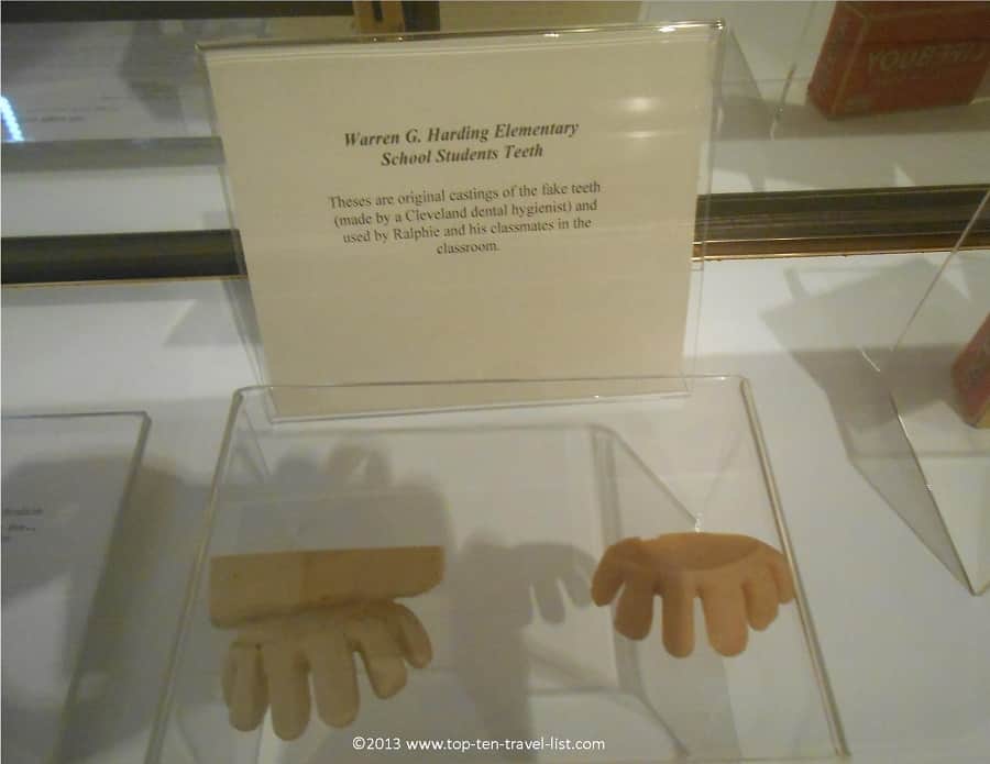 Teeth cast from "A Christmas Story" at the museum in Tremont