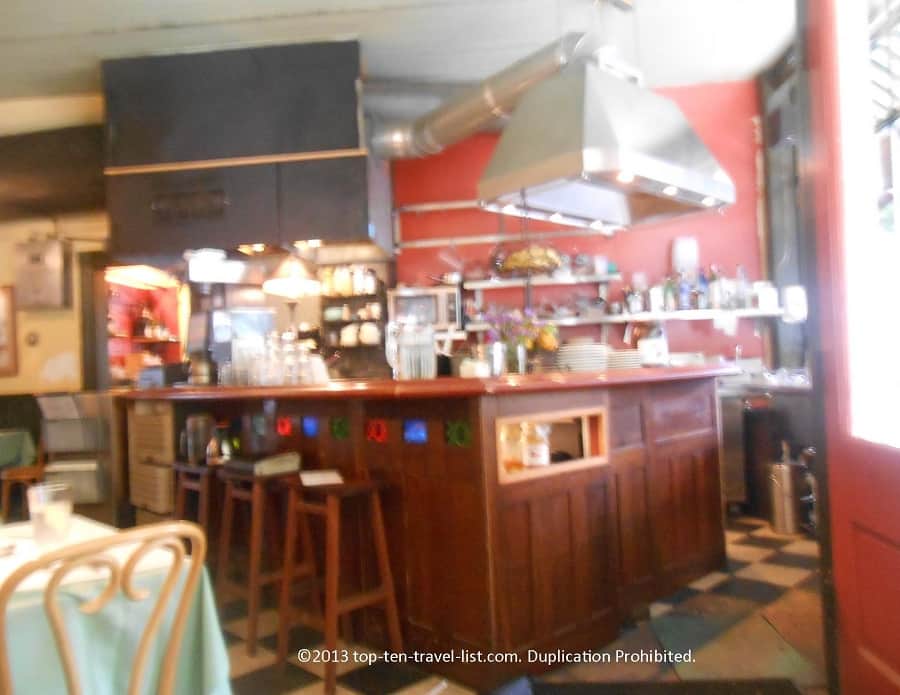 Colorful interior at Le Petit Triangle Cafe in Cleveland, OH