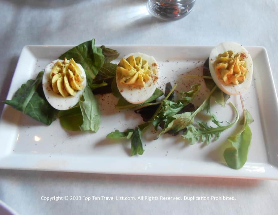 Deviled eggs at Bella Luna in Jamaica Plain