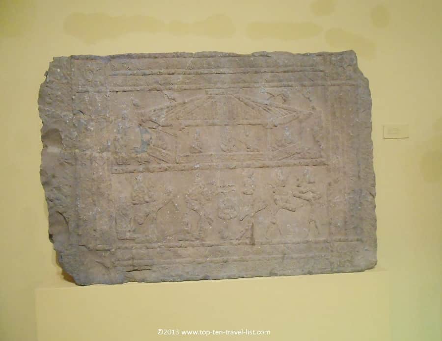 Ancient stone slab at Worcester Art Museum