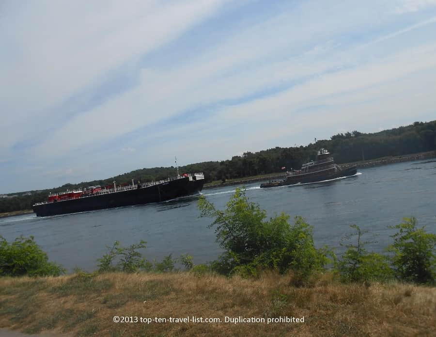 Tugboat seen on Cape Cod Canal bike path