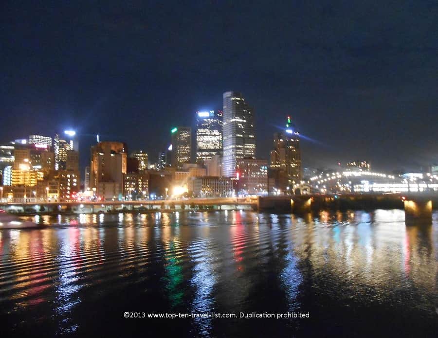 Night skyline view of Pittsburgh from Station Square