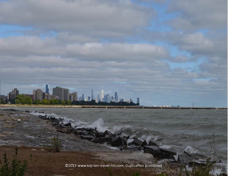 Skyline and lake views along Chicago's Lakefront Path