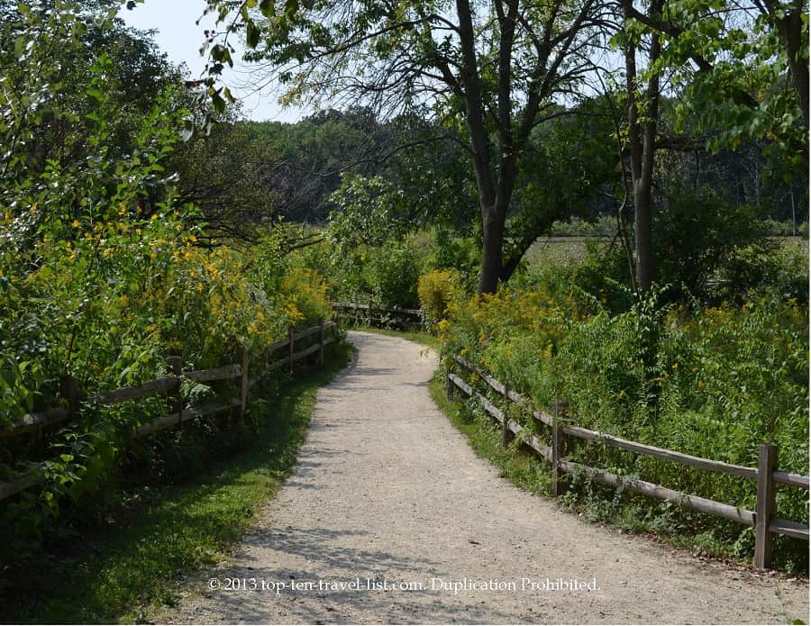 Path view at Little Red School House in Palos Heights, Illinois