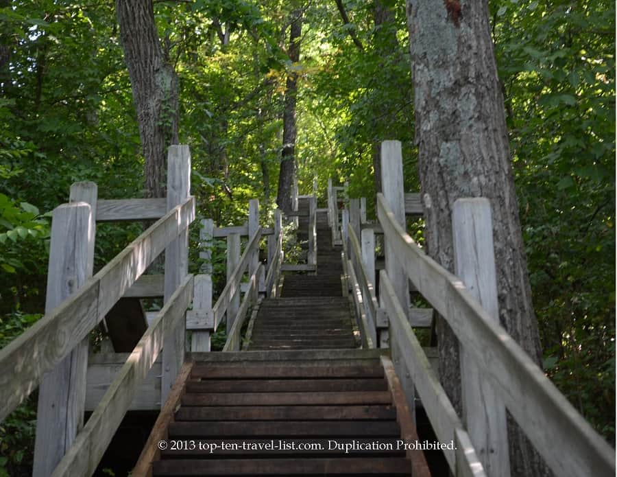 Staircase up to the Blackhawk statue at Lowden State Park