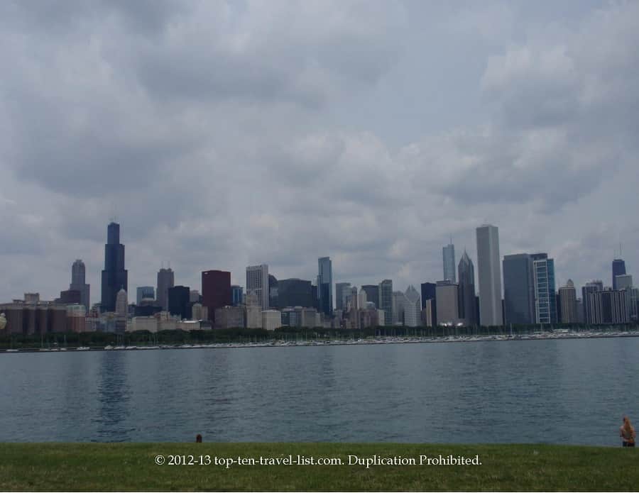 View of the Chicago skyline from the Adler Planetarium