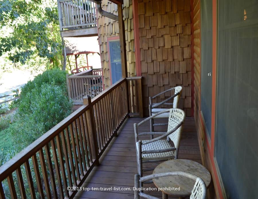 Deck of Black bear cabin rental at Emerson resort