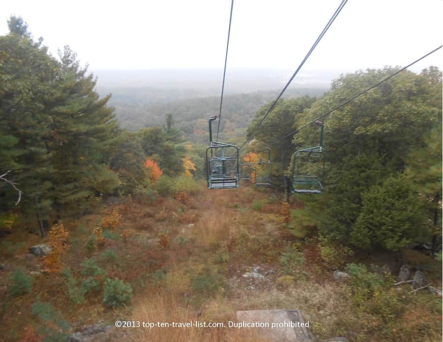 Foliage chairlift ride at Blue Hills Ski Area in Massachusetts