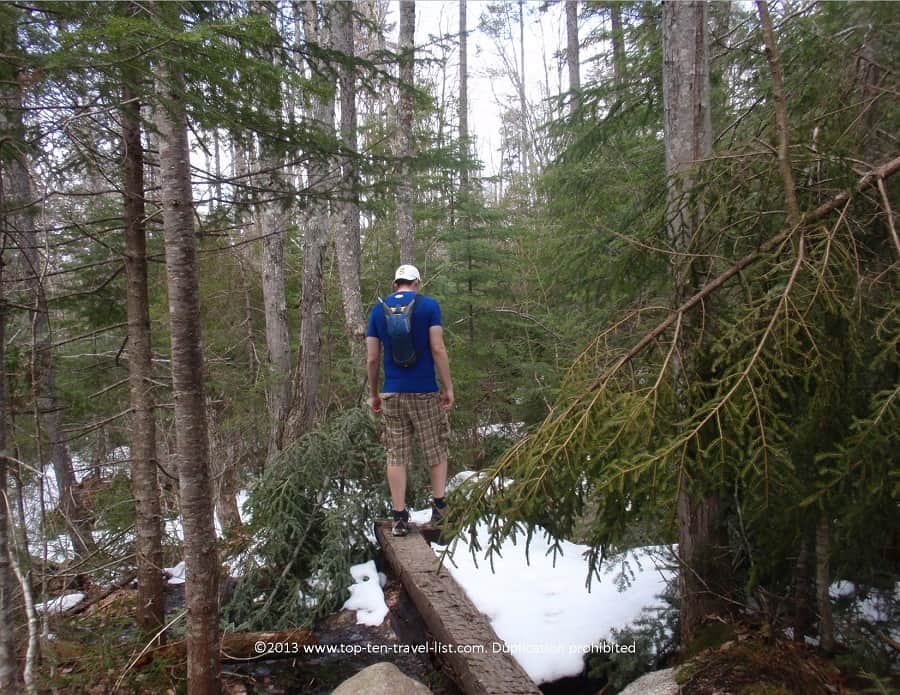 Hiking through the snow at White Mountains National Forest