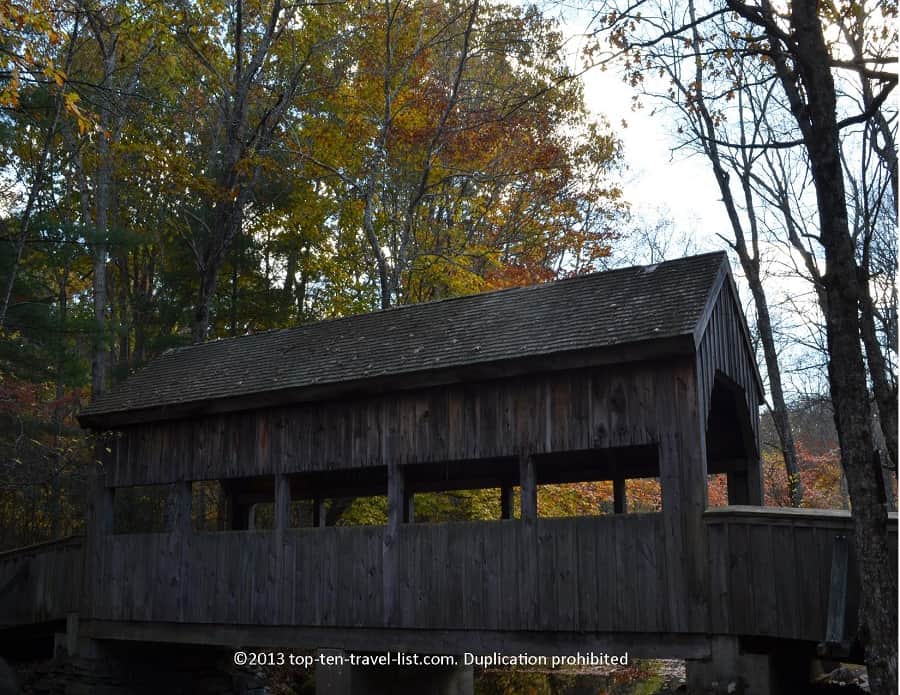 Side view of a covered bridge at Devil's Hopyard State Park