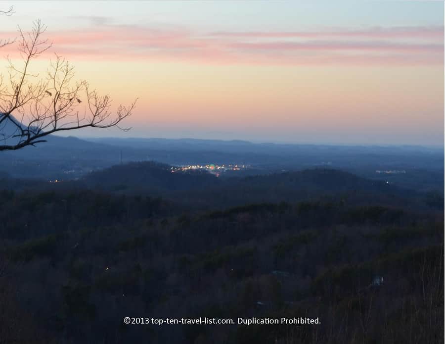 Views of Pigeon Forge from a cabin in Gatlinburg