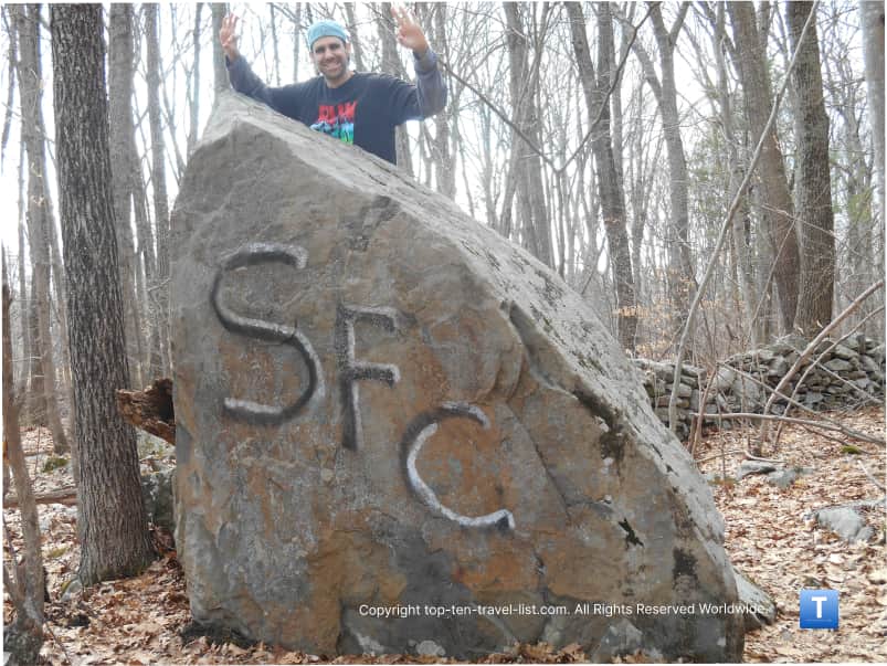 Monument Rock along the Caratunk Perimeter trail in Seekonk