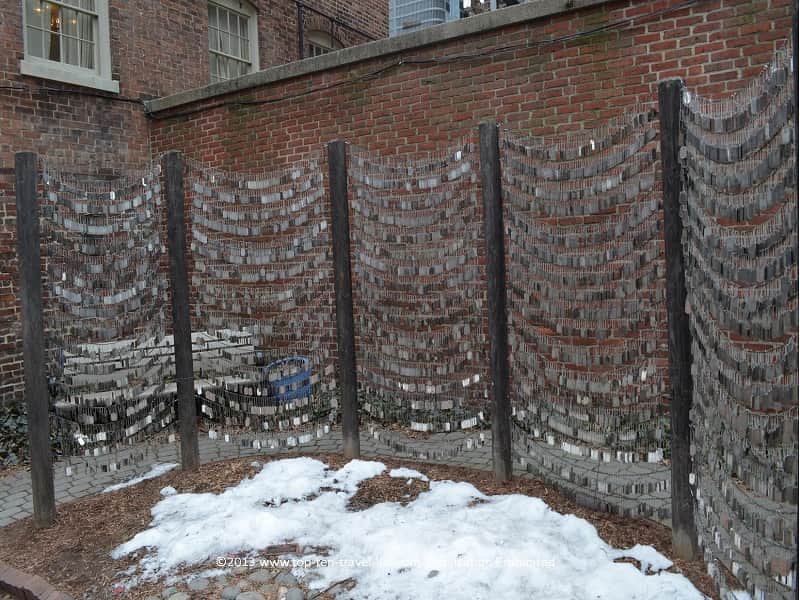 Dog tag garden memorial by Old North Church - The Freedom Trail