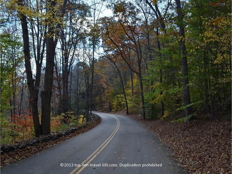 Fall color drive in East Haddam, Connecticut 