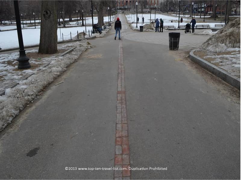 Freedom Trail brick marker in Boston