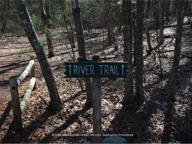 River trail sign at Gertrude M. Boyden Wildlife Refuge in Taunton