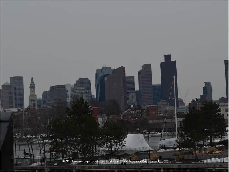 Boston skyline views from the USS Constitution 