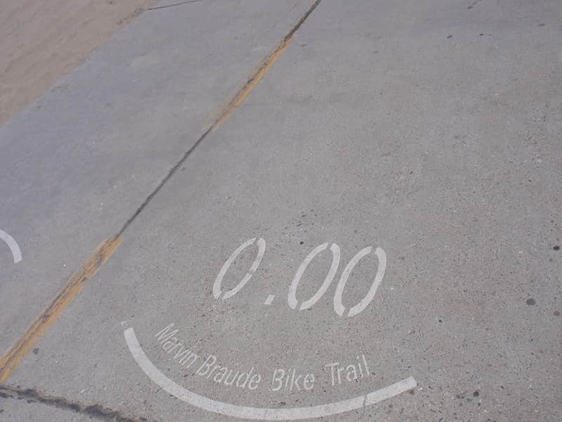Trail marker along the Marvin Braude bike path