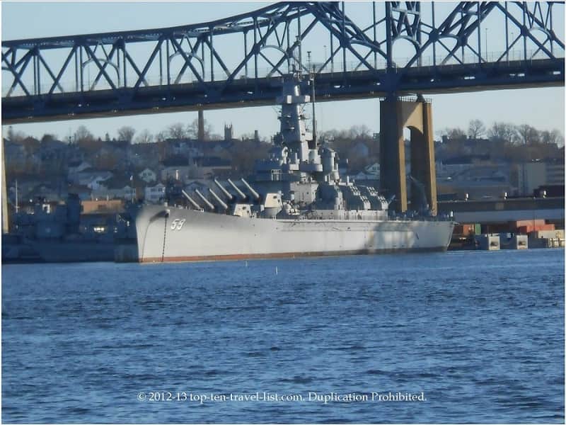 Views of the USS from Fall River Heritage Park