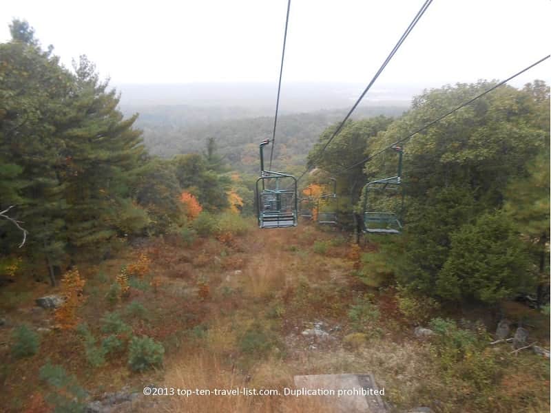 Fall foliage chairlift ride at Blue Hills Reservation - Massachusetts