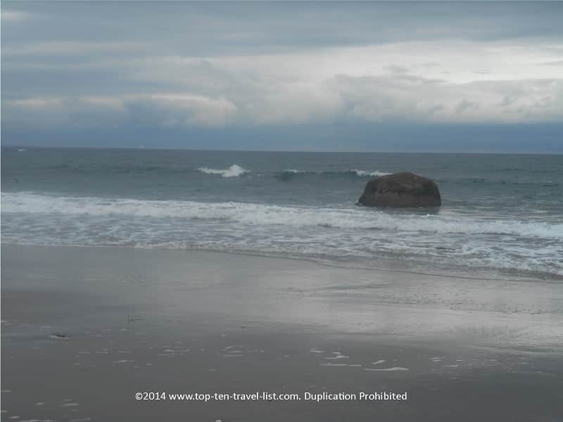 Beautiful cloudy spring day at Scarborough State Beach in Narragansett, Rhode Island 