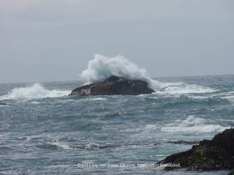Water crashing over a rock
