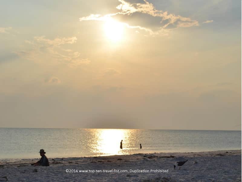 Sun breaking through the clouds at Honeymoon Island in Dunedin