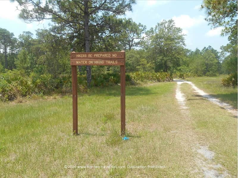 No water on trails sign at Jay B. Starkey Wilderness Park - New Port Richey