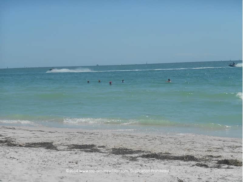 A view of the white sand at Pass-A-Grille Beach in St. Petersburg, Florida