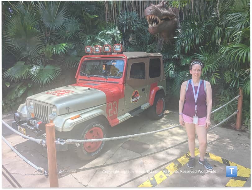 Jurassic Park photo opp at Islands of Adventure