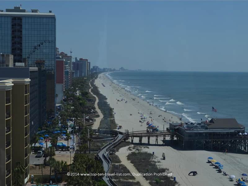 Beach and boardwalk views from Myrtle Beach's Skywheel 