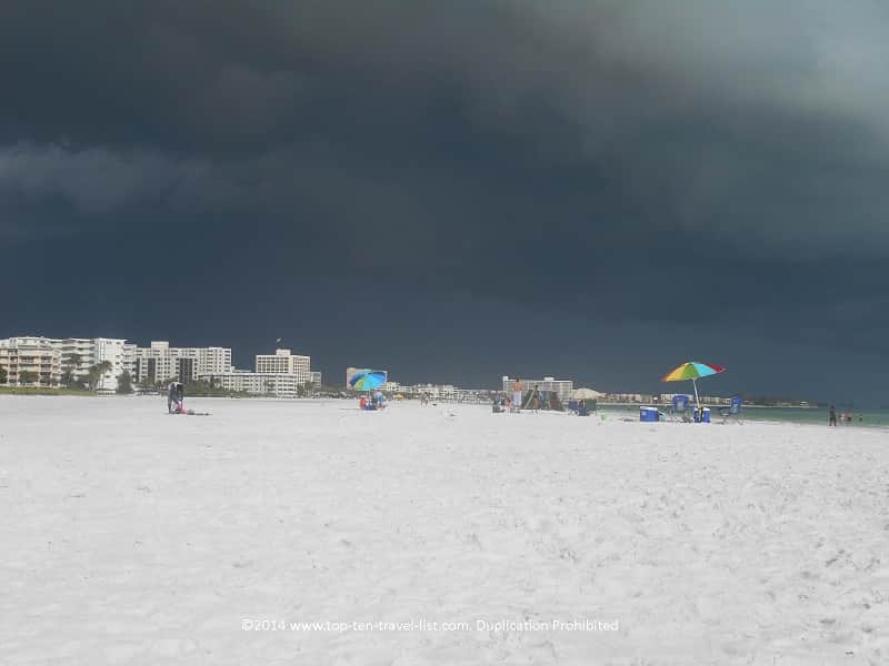 Dark storm clouds at Siesta Key Beach 