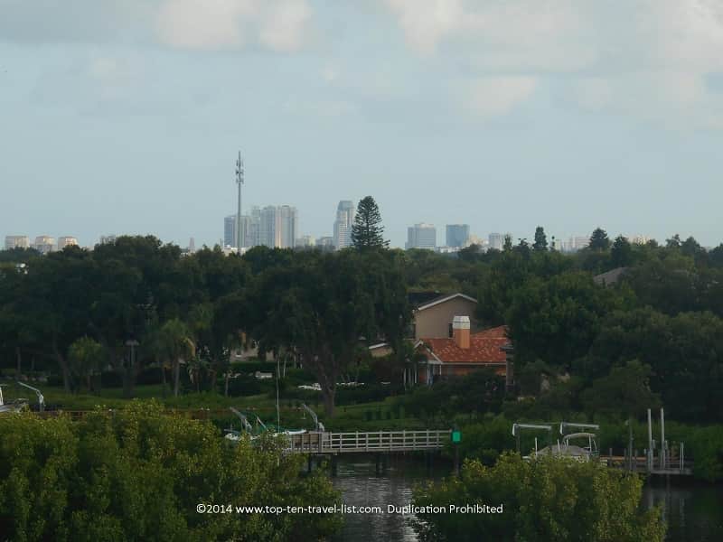 St. Petersburg skyline from the observation tower at Weedon Island Preserve