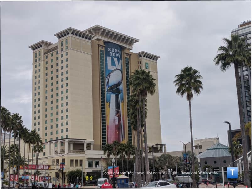 Superbowl LV decor on Tampa Riverwalk