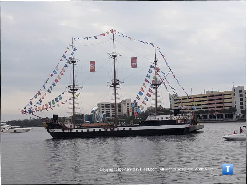 Super Bowl LV Gasparilla boat in Tampa