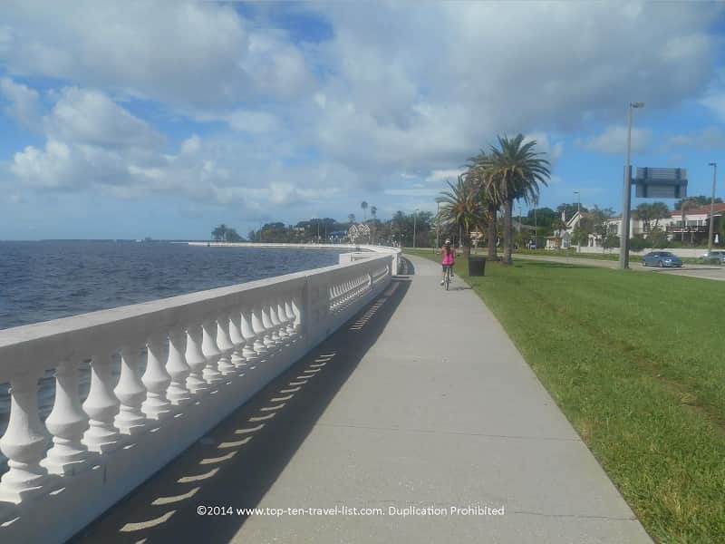 Biker on Tampa's Bayshore Blvd. path